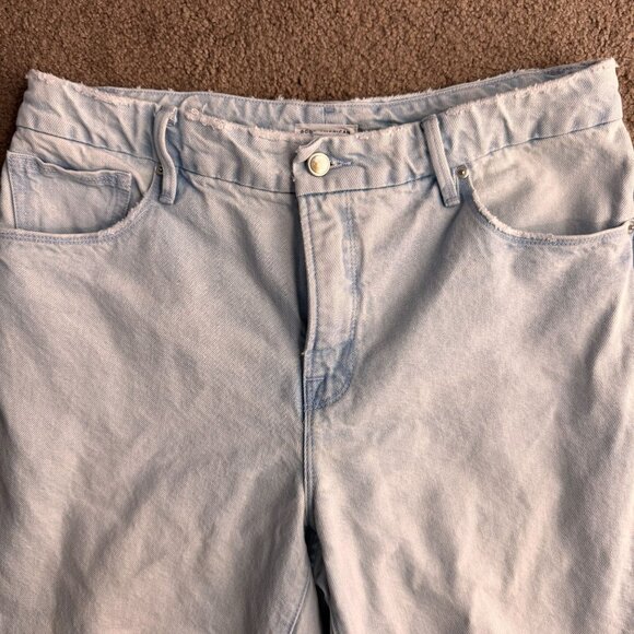 Good American Loose Denim Jeans Womens Size 8 29 Drawstring Light Distressed - Picture 7 of 8